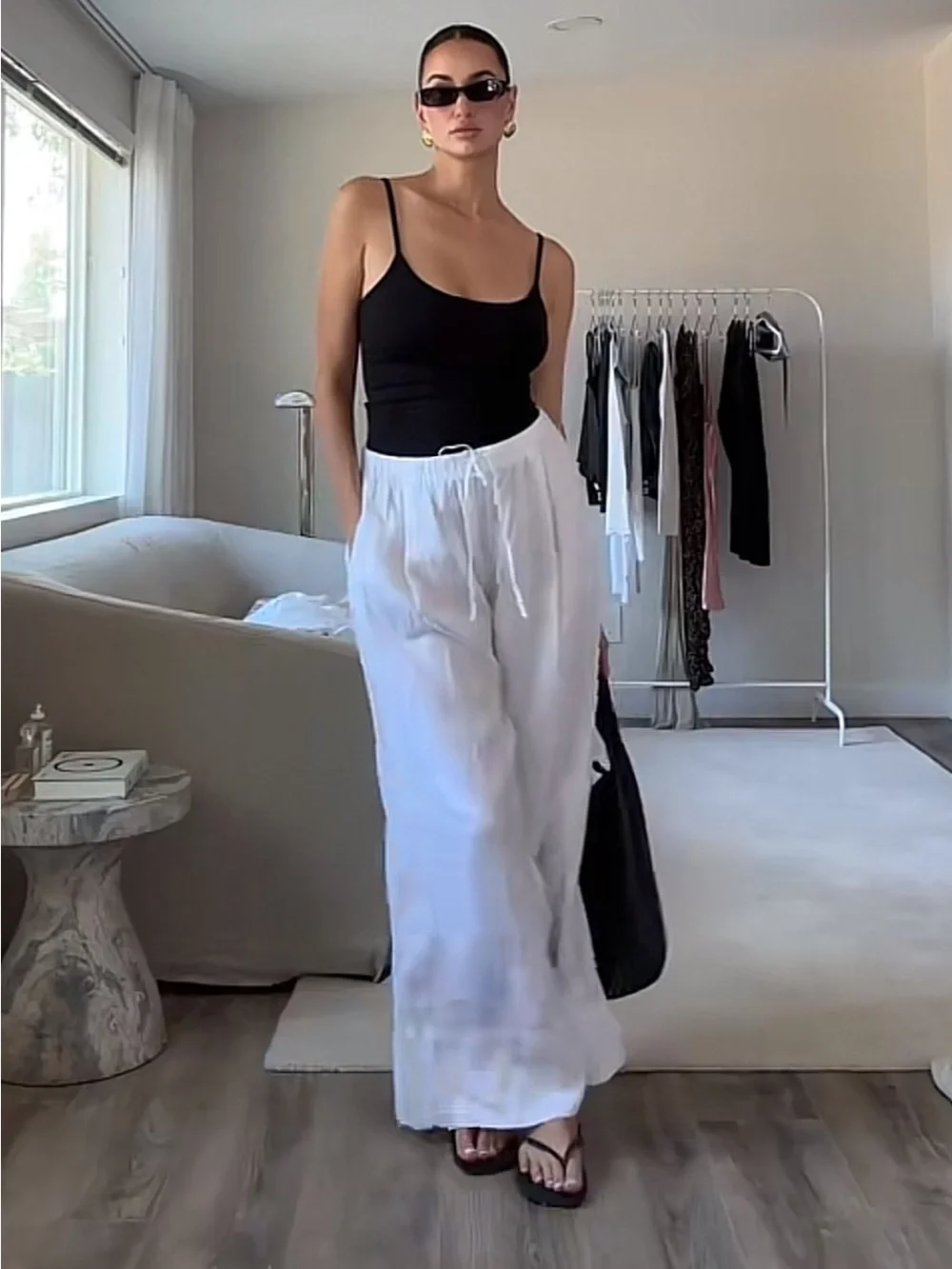 Zara LINEN PALAZZO PANTS